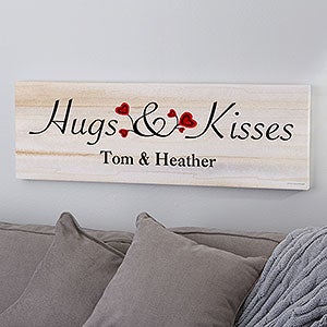 Hugs & Kisses Personalized Canvas Print - 16x42