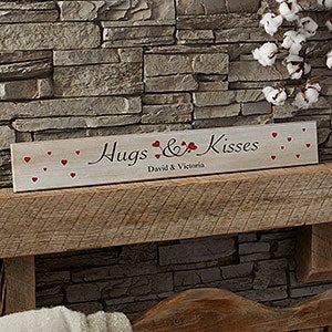 Hugs & Kisses Personalized Wooden Sign