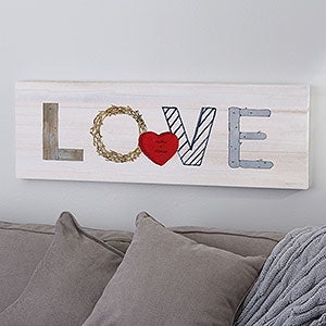 Rustic Love Personalized Canvas Print - 12x36