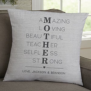 Mother Acronym Personalized 18 Throw Pillow