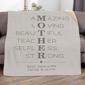 Mother Acronym Personalized 50x60 Sherpa Blanket