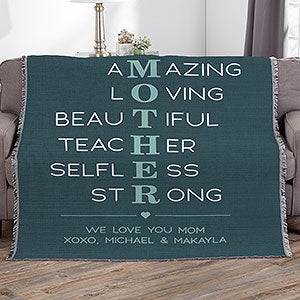 Mother Acronym Personalized 56x60 Woven Throw