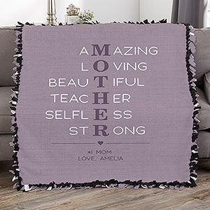 Mother Acronym Personalized 50x60 Tie Blanket