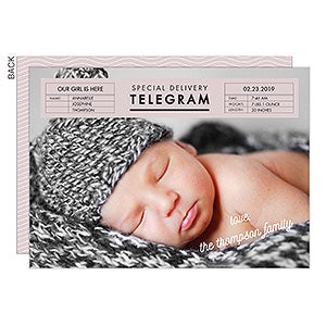 Special Delivery Telegram Premium Baby Announcement - Set of 5