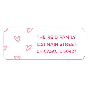 Pink Hearts Return Address Labels - 1 set of 60