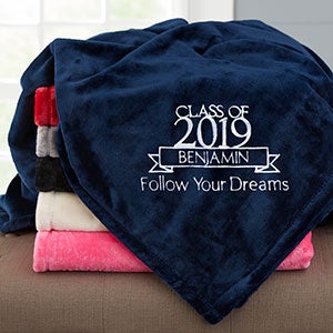 Graduation Personalized 60x80 Navy Fleece Blanket