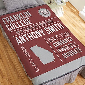 Graduation State Personalized 56x60 Woven Throw