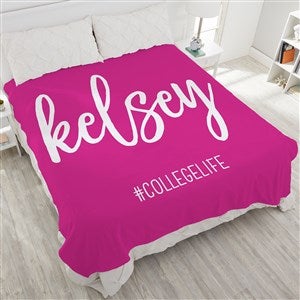 Graduation Scripty Style Personalized 90x90 Plush Queen Fleece Blanket