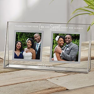 Love & Support Personalized Wedding Double Photo Glass Frame