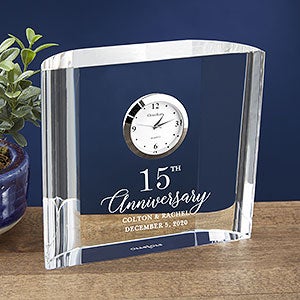 Orrefors Engraved Crystal Anniversary Clock