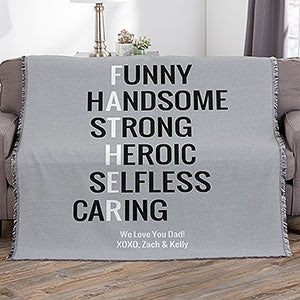 Father Acronym Personalized 56x60 Woven Throw