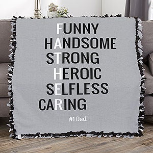 Father Acronym Personalized 50x60 Tie Blanket