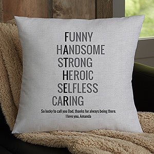 Father Acronym Personalized 18 Throw Pillow