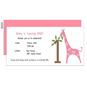 Giraffe First Birthday Party Premium Invitation - Set of 5