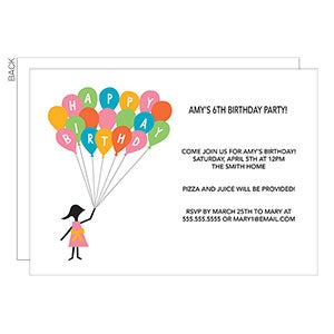 Kids Balloons Premium Party Invitation - Set of 5