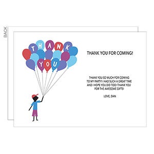 Kids Balloons Thank You Cards - Premium - Set of 5