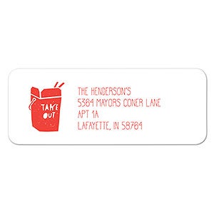 Take Out Party Address Labels - 1 set of 60