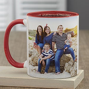 Family Photo Personalized Red Coffee Mug