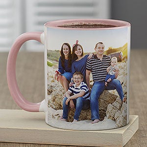 Family Photo Personalized Pink Coffee Mug