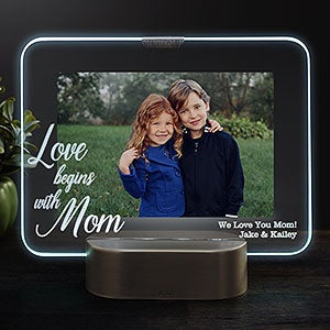 Love Begins With Mom Personalized LED Picture Frame - Horizontal