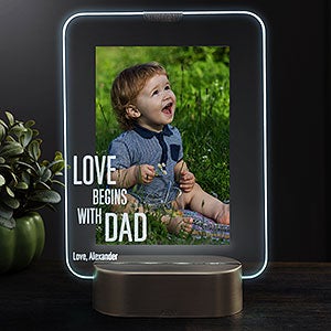 Love Begins With Dad Personalized LED Picture Frame - Vertical