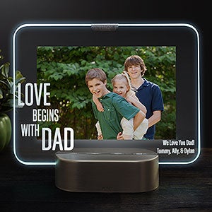 Love Begins With Dad Personalized LED Picture Frame - Horizontal