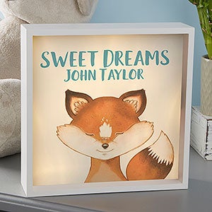 Woodland Fox 10x10 Personalized Ivory LED Shadow Box