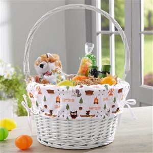 Woodland Adventure Personalized White Wicker Easter Basket