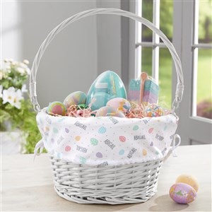 Easter Egg Personalized White Wicker Easter Basket