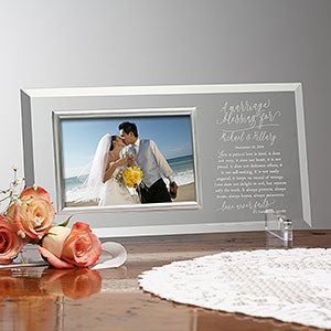 Personalized Glass Picture Frame with Wedding Blessing