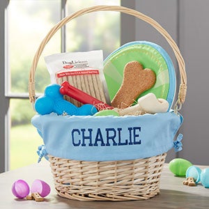 Personalized Dog Easter Basket - Light Blue