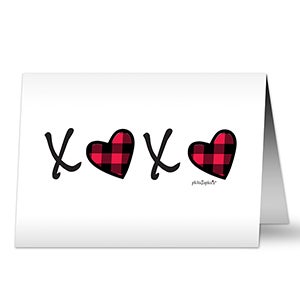 XoXo Plaid Heart Premium Greeting Card