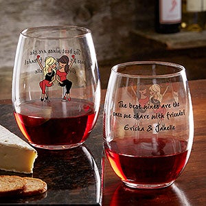 Best Friend Wine Lover Personalized Stemless Wine Glasses