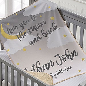 Over The Moon Personalized 30x40 Sherpa Baby Blanket