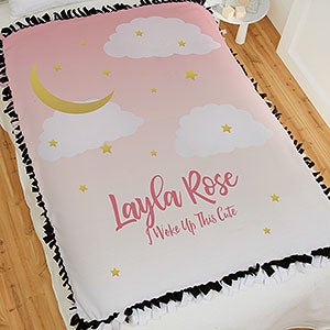 Over The Moon Personalized 50x60 Tie Baby Blanket