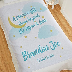 Over The Moon Personalized 50x60 Sweatshirt Baby Blanket