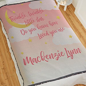 Over The Moon Personalized 56x60 Woven Throw Baby Blanket