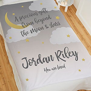 Over The Moon Personalized 50x60 Fleece Baby Blanket