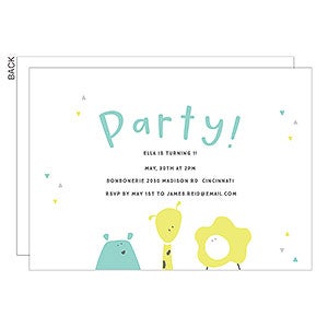 Kid Animals Party Invitation - Set of 5