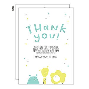 Kid Animals Thank You Cards - Set of 5