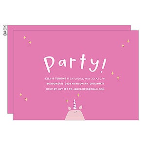 Unicorn Kids Party Invitation - Set of 5