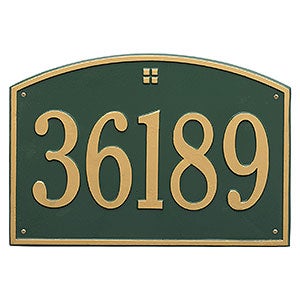 Cape Charles Personalized Aluminum Address Number Plaque - Green & Gold