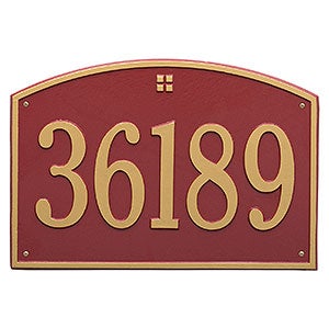 Cape Charles Personalized Aluminum Address Number Plaque - Red & Gold