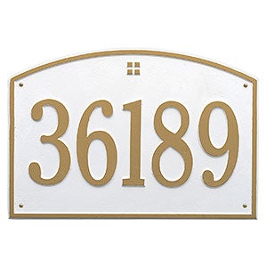 Cape Charles Personalized Aluminum Address Number Plaque - White & Gold