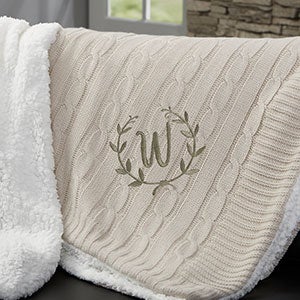 Floral Wreath Personalized 50x60 Tan Throw Blanket