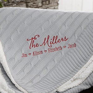 Family Love Personalized 50x60 Grey Knit Throw Blanket