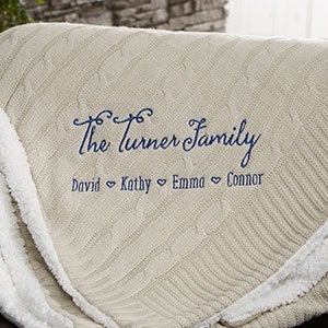 Family Love Personalized 50x60 Tan Knit Throw Blanket