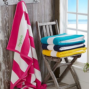 Embroidered Resort Pink Beach Towel