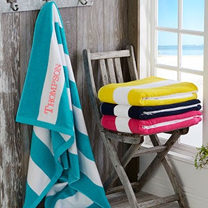 Embroidered Resort Blue Beach Towel