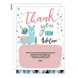 Llama Fun Party Premium Thank You Cards - Set of 5